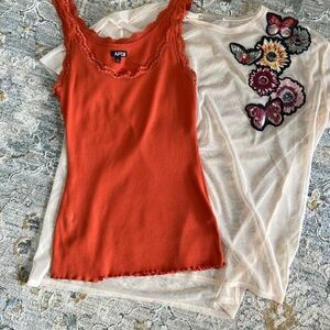 Zara Floral Sheer Blouse and Tank Top